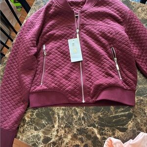 BuffBunny Quilted Bomber Jacket in Burgundy